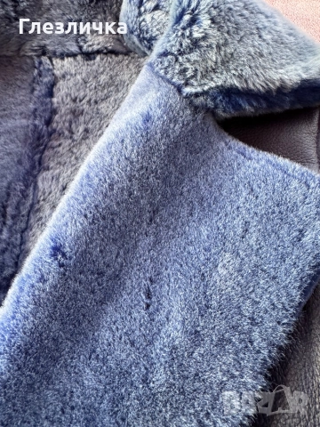 Топло яке естествена агнешка кога и богата яка от лисица 