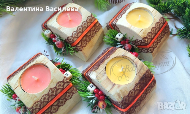 Ръчно изработени коледни свещници, снимка 2 - Декорация за дома - 52182595