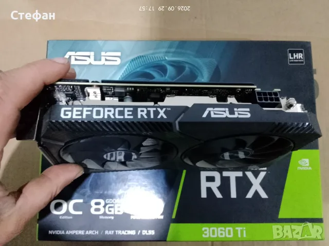 Asus dual mini Geforce RTX 3060 TI 8GB 8-pin, снимка 2 - Видеокарти - 54936330