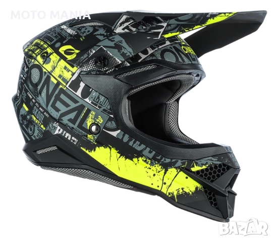 Мотокрос каска O’NEAL 3SRS RIDE BLACK/NEON YELLOW, снимка 3 - Други спортове - 52420277