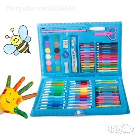 Арт Комплект за Деца 86 бр. Син Куфар с Дизайн Космонавт 4730, снимка 8 - Рисуване и оцветяване - 52541517