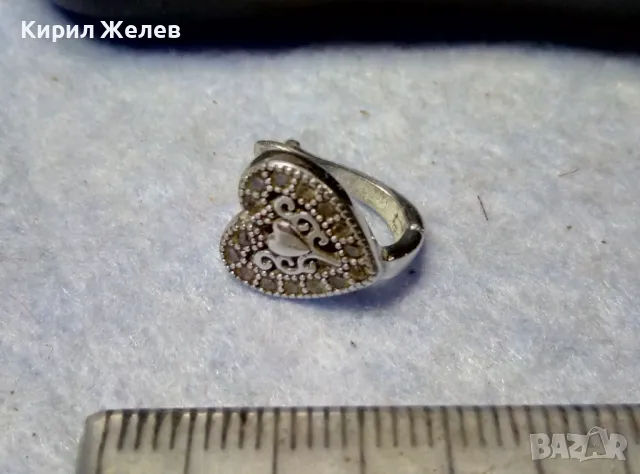 СКЪПОЦЕННА СЪРЦЕВИДНА СРЕБЪРНА ОБЕЦА СРЕБРО 925 с ФАСЕТИРАНИ ЮВЕЛИРНО ЦИРКОНИ 48633, снимка 5 - Обеци - 49522602