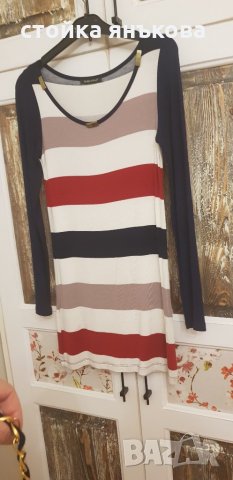 Продавам финно плетена туника с колан. Цветове екрю , бордо, тъмно синьо и бежово., снимка 4 - Туники - 30902969