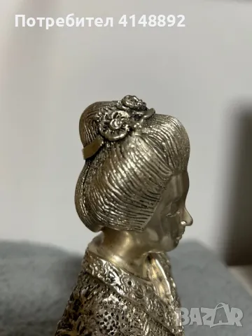 Антична японска гейша бронзова статуетка, снимка 10 - Статуетки - 48493722