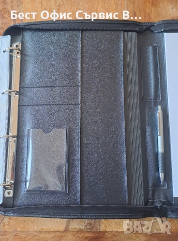 папка за документи луксозна с цип класьор и клипборд кожена черна А4, снимка 6 - Ученически пособия, канцеларски материали - 52542377