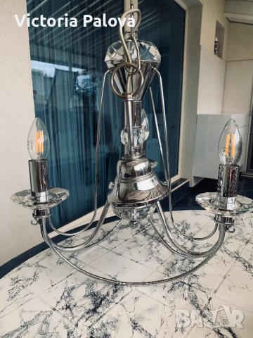 Красив кристален полилей и две лампи за стена-комплект, снимка 6 - Полилеи - 37700086