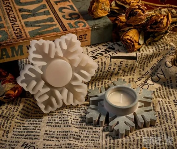 Молд поставка за свещи снежинки