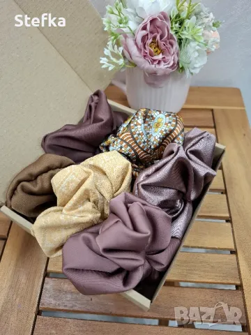 Подаръчен комплект скрънчита - 6 броя, снимка 18 - Аксесоари за коса - 39655203