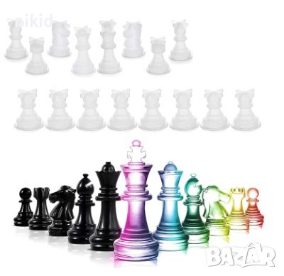 3D 6 бр шах мат ШАХМАТ шахматни форми фигурки силиконов молд форма фондан шоколад гипс смола, снимка 4 - Форми - 33377319