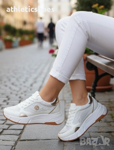 Дамски маратонки на платформа в бяло-2026