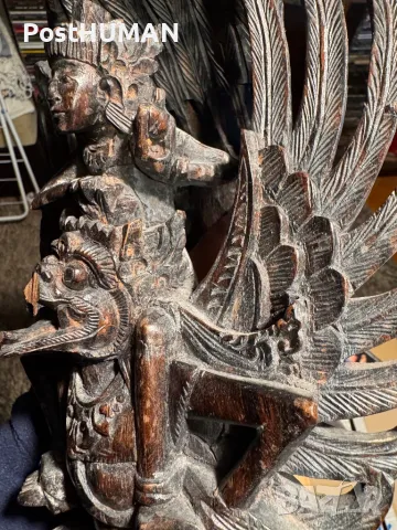 Статуетка Вишну върху Гаруда - дърворезба, снимка 13 - Антикварни и старинни предмети - 48220435