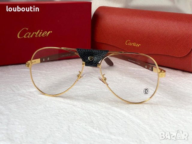 Cartier 2023 прозрачни мъжки слънчеви очила с кожа и дървени дръжки, снимка 9 - Слънчеви и диоптрични очила - 42813053