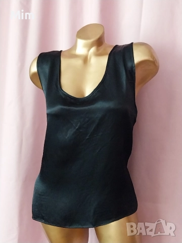 ZARA 2XL Черен сатенен потник / топ/, снимка 4 - Корсети, бюстиета, топове - 52427838