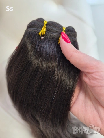 естествена коса на треса тъмно кестенява , снимка 3 - Аксесоари за коса - 53915376