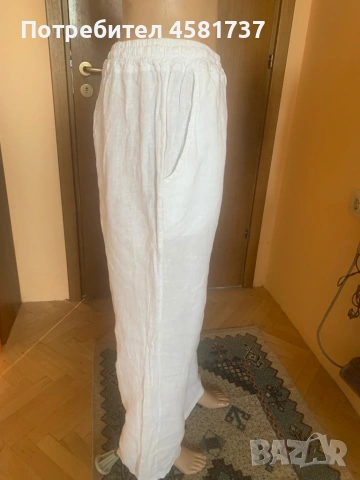 Летен сет- ленена риза райе синьо и бяло и бял летен панталон, снимка 11 - Ризи - 54173821