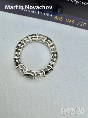 Сребърен пръстен с мойсанит (Диамант) 7 карата, снимка 7 - Пръстени - 54343685