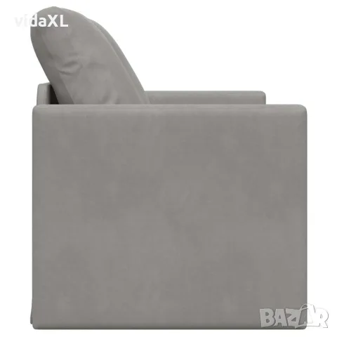 vidaXL Подов разтегателен диван 2-в-1 светлосив 122x204x55 см кадифе, снимка 6 - Дивани и мека мебел - 56147278