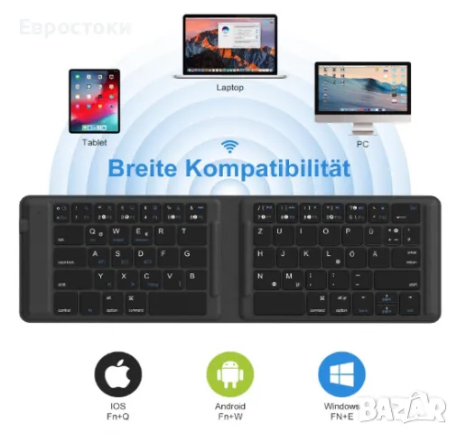 Сгъваема клавиатура OMOTON KB567, акумулаторна безжична Bluetooth клавиатура, преносима сгъваема , снимка 8 - Клавиатури и мишки - 50042325