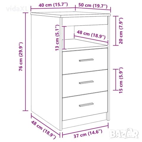 vidaXL Шкаф с чекмеджета, бял, 40x50x76 см, инженерна дървесина, снимка 6 - Шкафове - 56147755