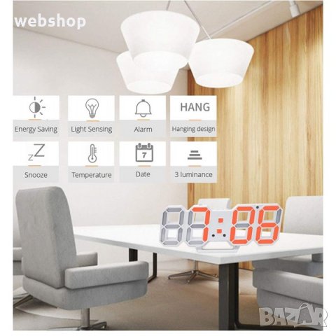 Настолен 3D Светещ дигитален часовник 5в1 в триизмерен дизайн , Календар , Термометър, снимка 5 - Други - 34116128