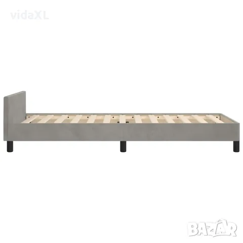vidaXL Рамка за легло без матрак, светлосива, 100x200 см, кадифе, снимка 6 - Спални и легла - 56147171
