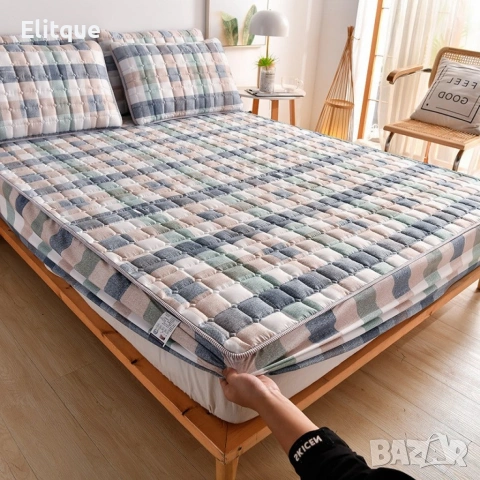 Капитониран чаршаф от нетъкана материя 1,80 x 2,00 м + 2 калъфки + Подарък Зимен юрган, снимка 3 - Други стоки за дома - 53357951