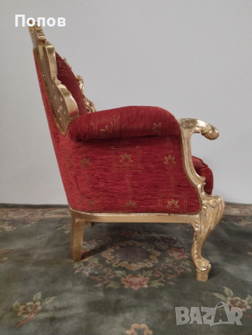 Кралско бароково кресло, снимка 9 - Дивани и мека мебел - 44574143