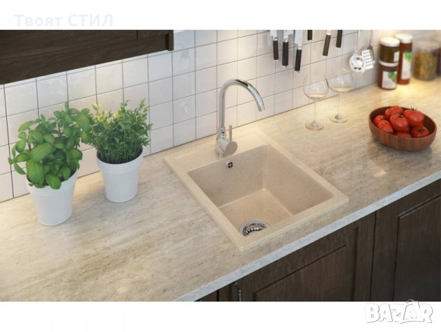Гранитна Мивка за Кухня модел РИГА Антибактериална Бежава Кухненска Мивка, снимка 9 - Други - 30074530