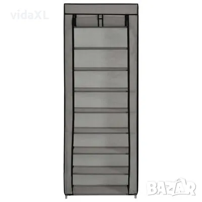 vidaXL Шкаф за обувки с покривало, сив, 57x29x162 см, плат（SKU:282432）, снимка 2 - Шкафове - 49241821