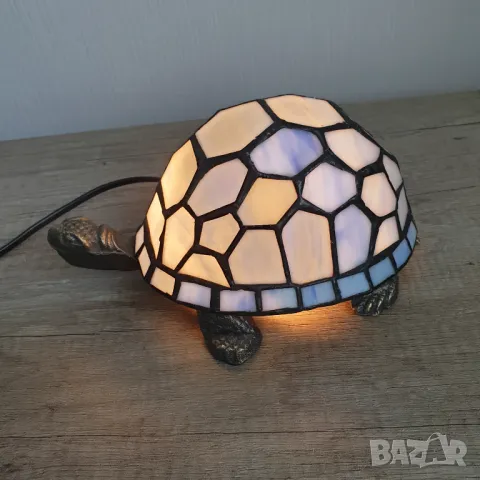 Настолна лампа - костенурка изработена в стил Tiffany, снимка 4 - Настолни лампи - 50045563