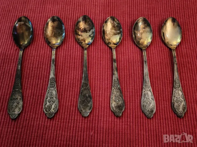 Винтидж посребрени лъжички за чай, СССР. , снимка 4 - Антикварни и старинни предмети - 49750231