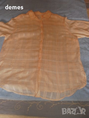 Фина дамска блуза опал къс ръкав, портокалов цвят, размер 48, снимка 5 - Корсети, бюстиета, топове - 37916979