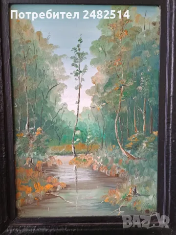 Живопис Импресия. Стара маслена картина с масивна дървена рамка, снимка 2 - Антикварни и старинни предмети - 49227699