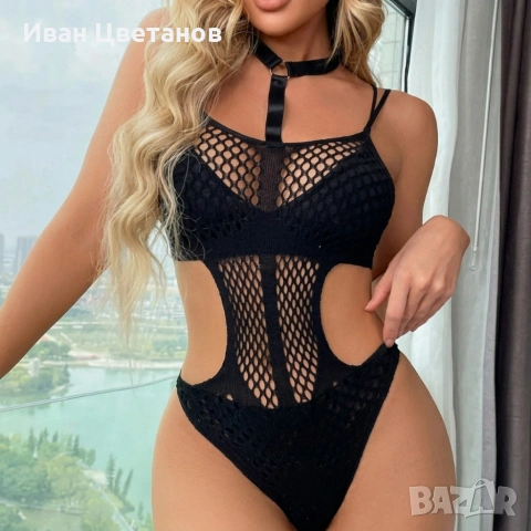 Елегантно мрежесто боди с чокър – Изкушение, което подчертава всяка извивка