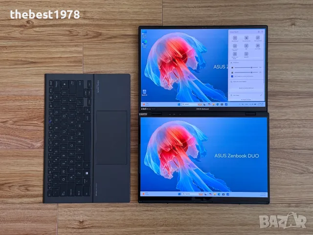 2x14 OLED Asus ZenBook DUO`Ultra 7-155H/16GB LPDDR5/512GB NVMe/Батерия 12ч, снимка 4 - Лаптопи за работа - 56164759