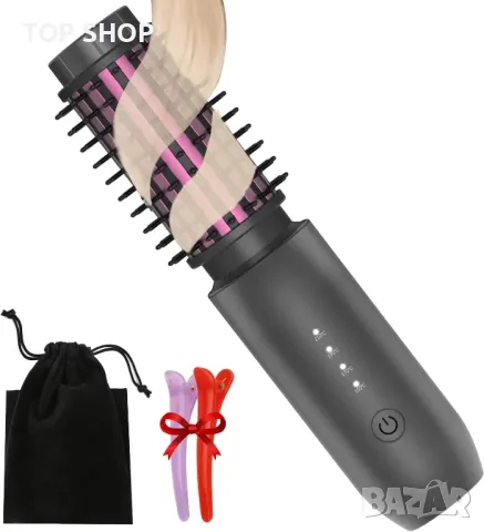 ALLJIA 2 в 1 безжична четка за къдрене и изправяне на коса, акумулаторна нагреваема преносима, сива