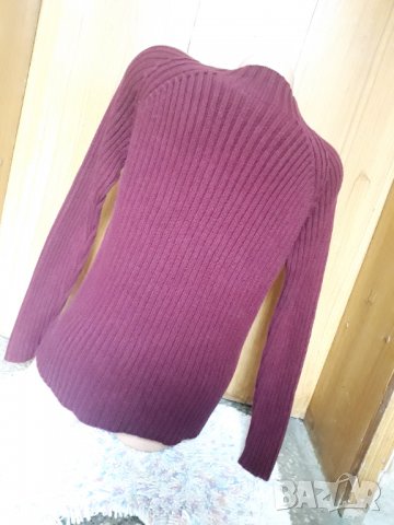 Винено червена бордо дебела вълнена блуза Л, снимка 3 - Блузи с дълъг ръкав и пуловери - 35052630