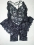 S/M Черно еластично, дантелено боди с отворено дъно , снимка 3