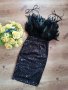 Коктейлна рокля с пера и пайети 