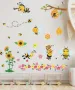 Пчела пчели пчелички кошер слънчоглед самозалепващ стикер лепенка за стена мебел детска стая училище, снимка 1