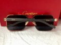 Cartier висок клас мъжки слънчеви очила с дървени дръжки, снимка 9