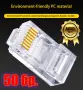 Комплект от 20 броя RJ45 CAT6/CAT5e конектори позлатени 8P8C модулни щекери UTP FTP Ethernet мрежи, снимка 6
