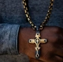 масивно Модно колие ланец с висулка кръст, снимка 1