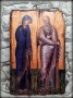 продадена! Икона Св. Богородица Катафиги (убежище) и св. Йоан Богослов, декупаж УНИКАТ 30/20 см, снимка 1 - Икони - 36813445