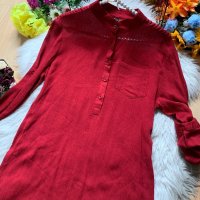 Дълга рокля тип риза бордо, снимка 2 - Рокли - 40647412