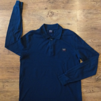 paul and shark blue polo shirt long sleeve - страхотна мъжка блуза М, снимка 5 - Блузи - 44736559