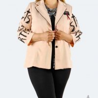 Макси размер дамско сако – цвят пудра, снимка 2 - Сака - 37325368