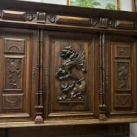 Голям френски ренесансов бюфет / шкаф от орех - 1900г. №2494, снимка 2 - Антикварни и старинни предмети - 37091521