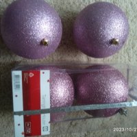 Коледни лилави топки с брокат , снимка 1 - Други - 42758070