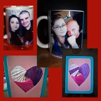 Фото чаша с handmade картичка за св.Валентин, снимка 1 - Романтични подаръци - 44201388